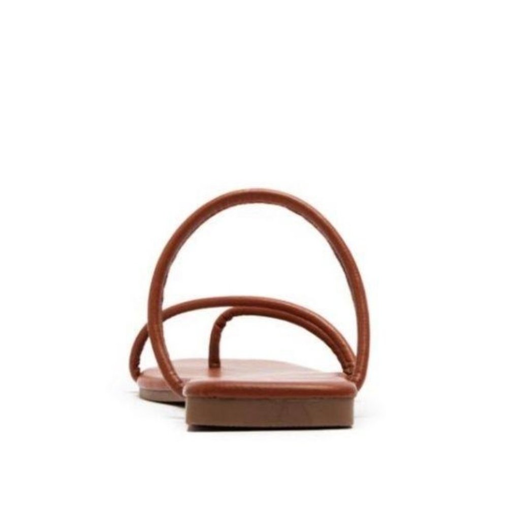Brick Brown Square Toe Strappy Slide Sandals - Picture 3 of 6